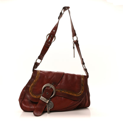 Christian Dior Calfskin Medium Gaucho Double Saddle Bag Red 1 of 10