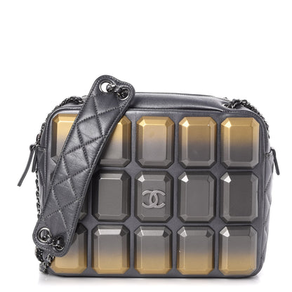 Chanel Metallic Lambskin Plexiglass Evening Art Camera Case Silver 1 of 9