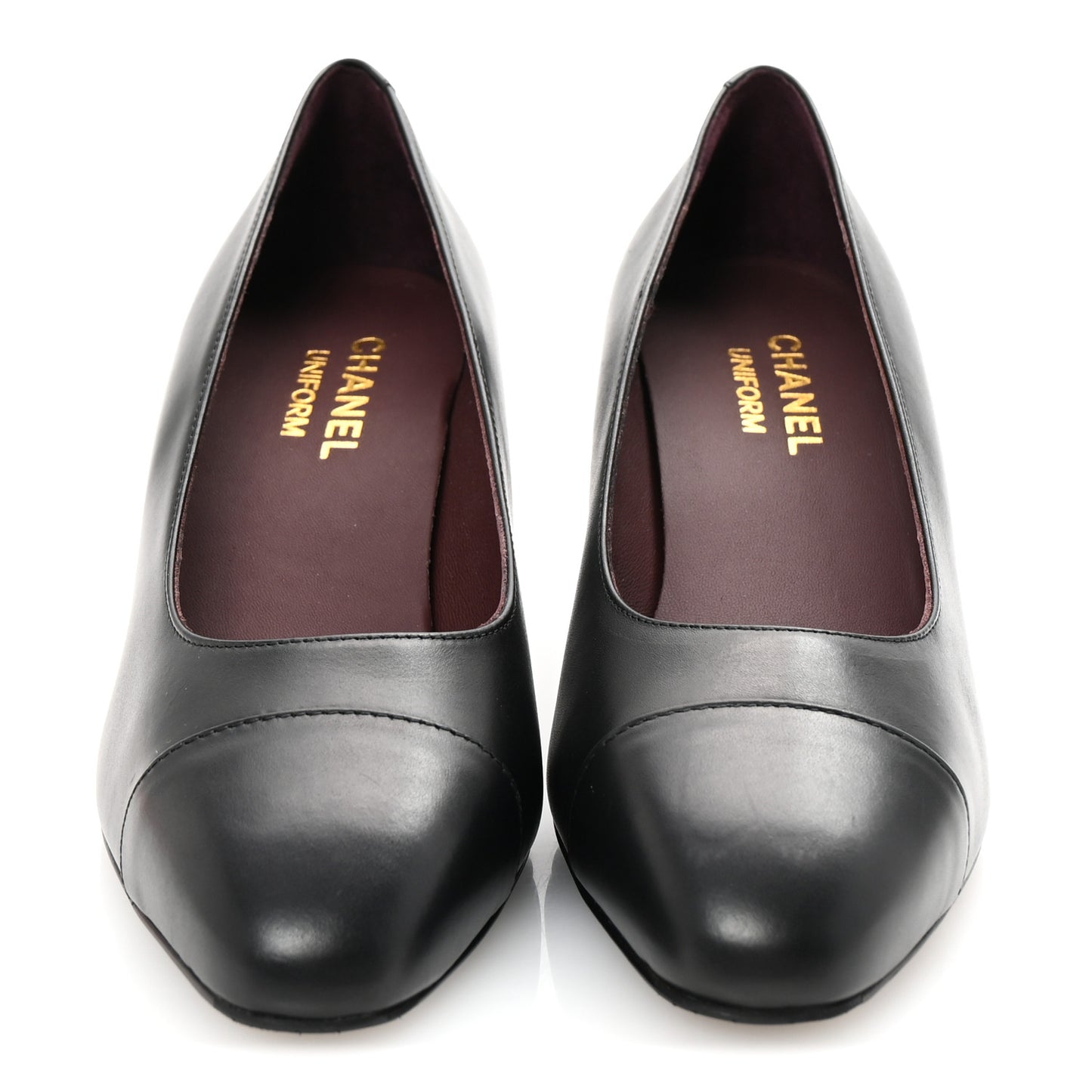 Lambskin Cap Toe CC Uniform Pumps 38 Black