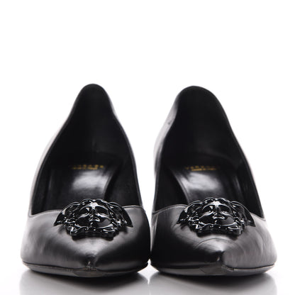Versace Calfskin Palazzo Kitten Pumps 39.5 Black 2 of 12