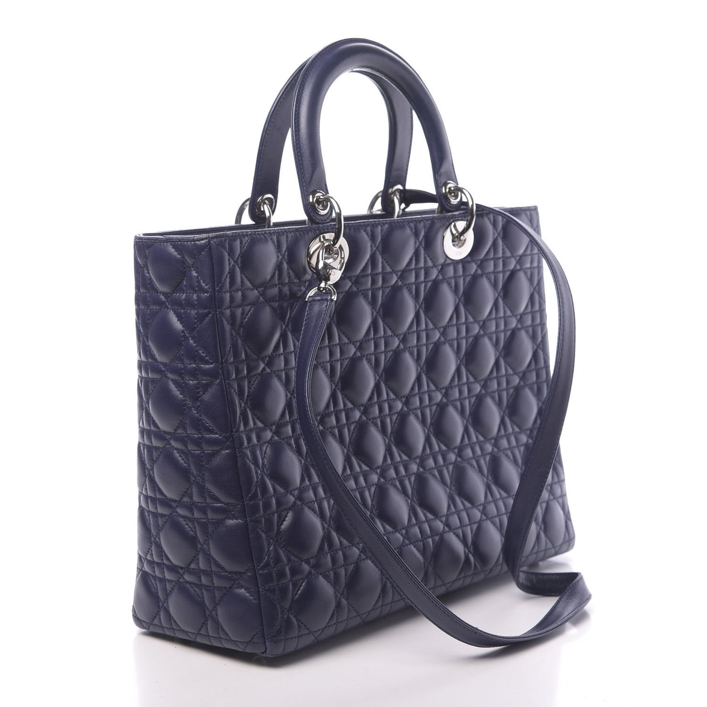 Lambskin Cannage Large Lady Dior Navy Blue