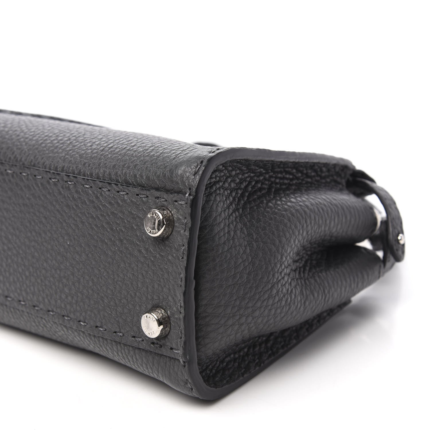 Fendi Cuoio Romano Selleria Bi-Color Mini Peekaboo Iconic Satchel Asfalto Latte 8 of 10