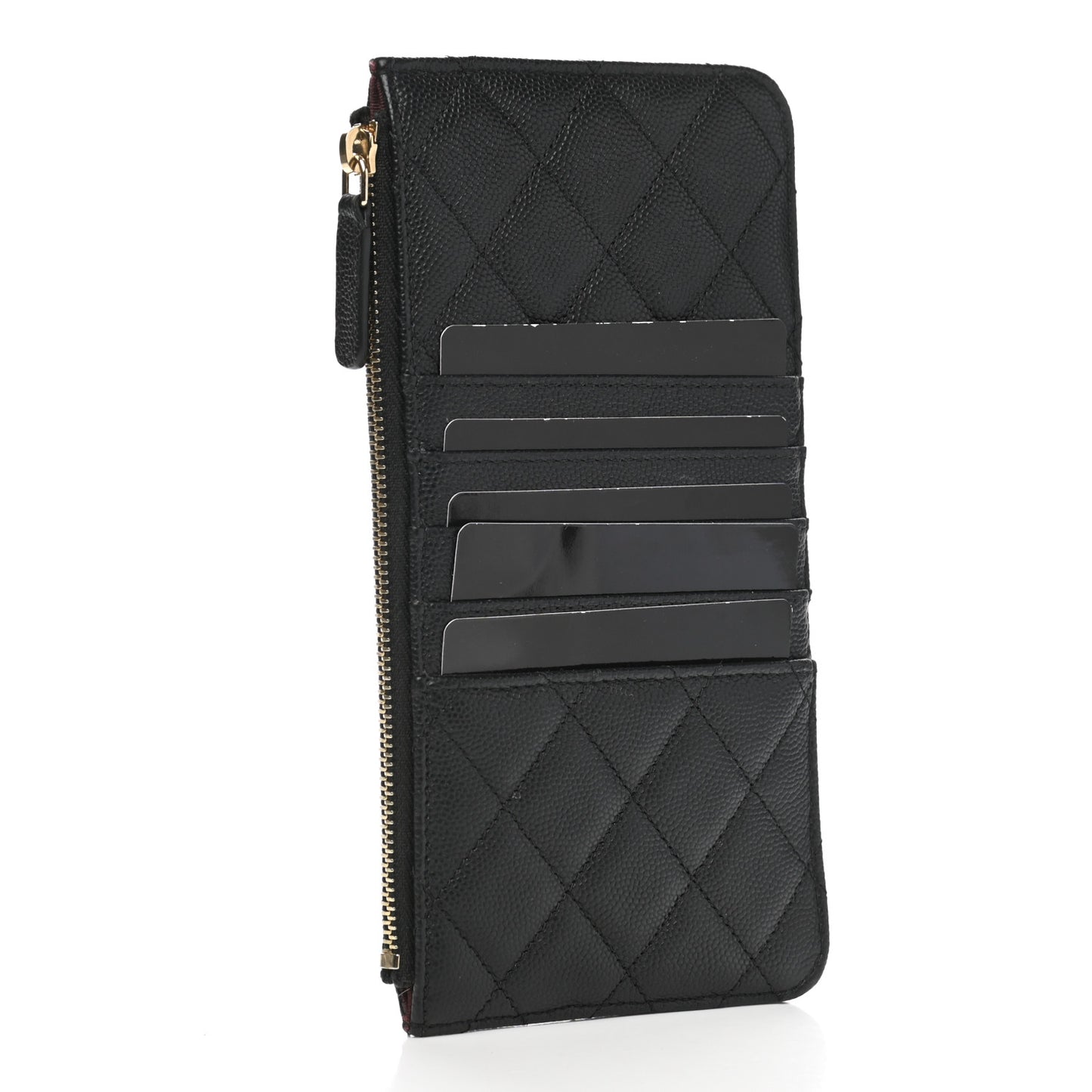 Caviar Quilted Classic Flat Wallet Pouch Black