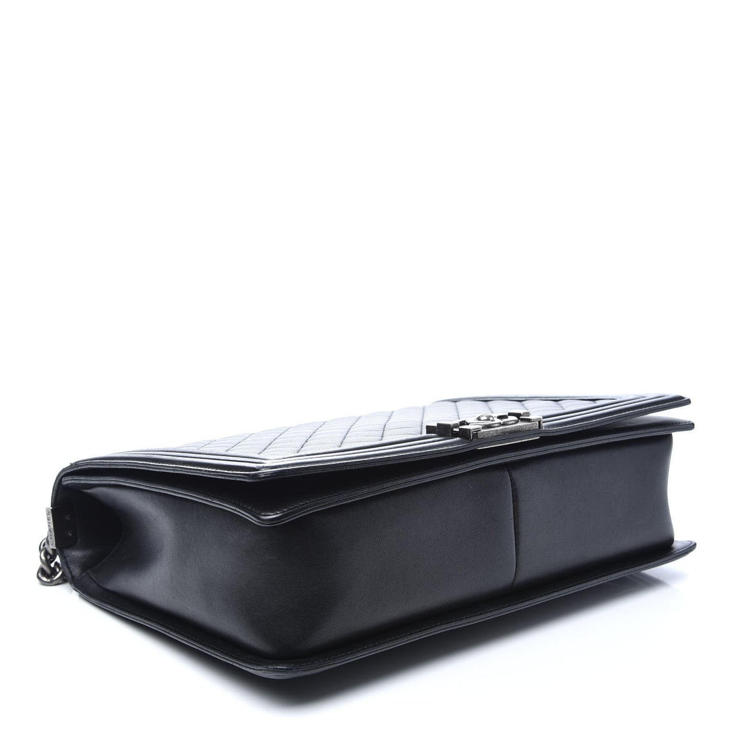 Lambskin Quilted Large Boy Flap Black