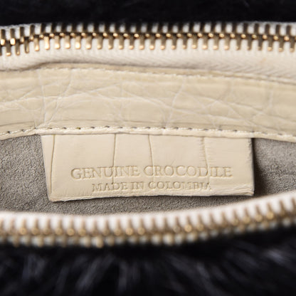 Nancy Gonzalez Mink Crocodile Executive Double Zip Crossbody Tote Black White 7 of 8
