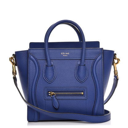 Celine Drummed Calfskin Nano Luggage Indigo 1 of 8