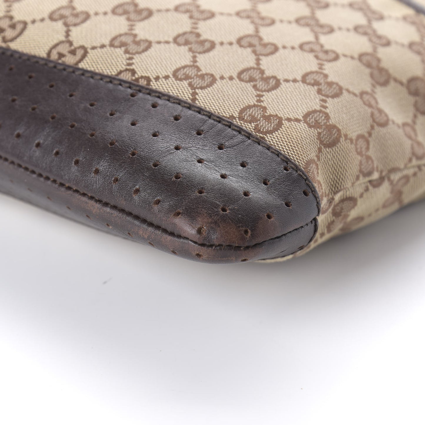 Monogram Calfskin Perforated Medium Flat Messenger Bag Dark Brown