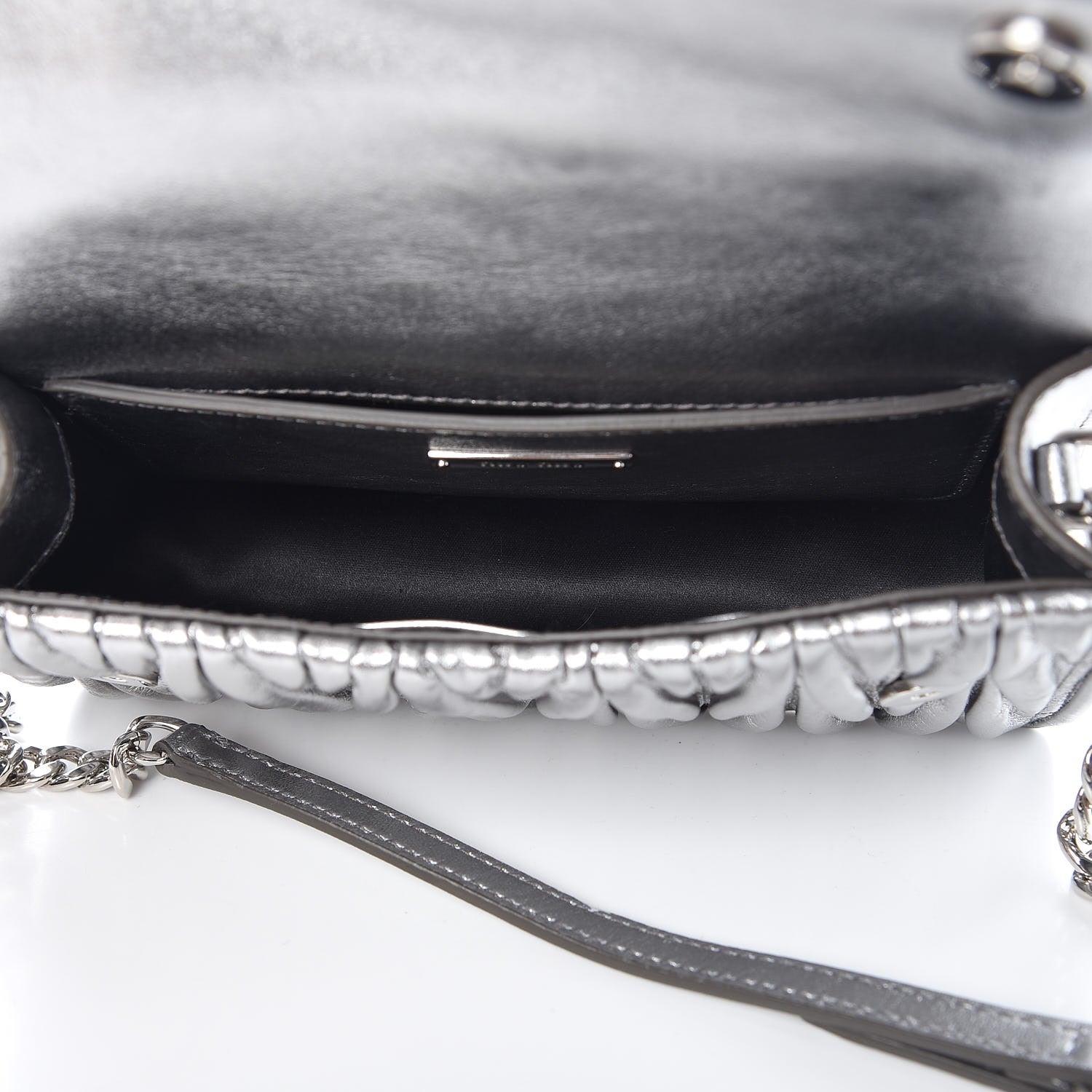 Miu Miu Nappa Matelasse Crystal Embellished Lady Crossbody Cromo 5 of 9