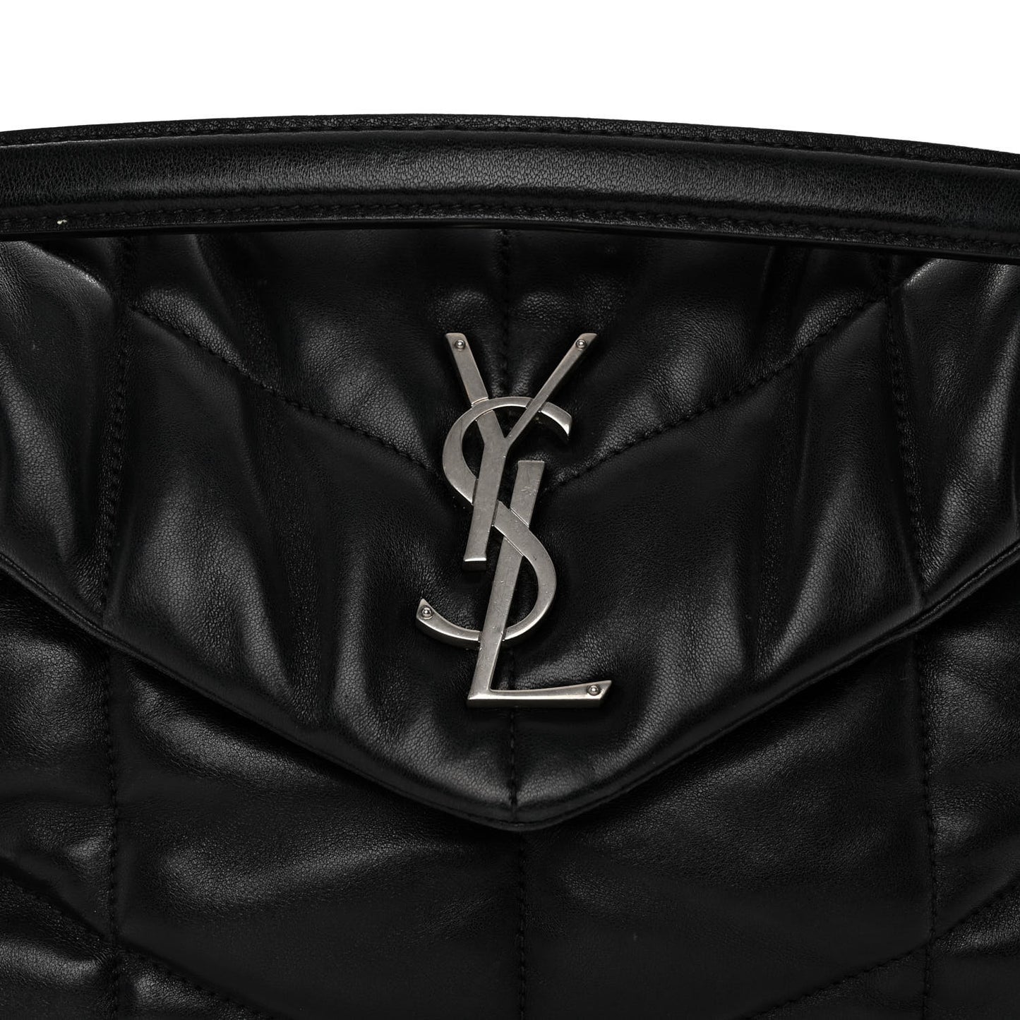 Lambskin Quilted Small Loulou Puffer Monogram Chain Satchel Black