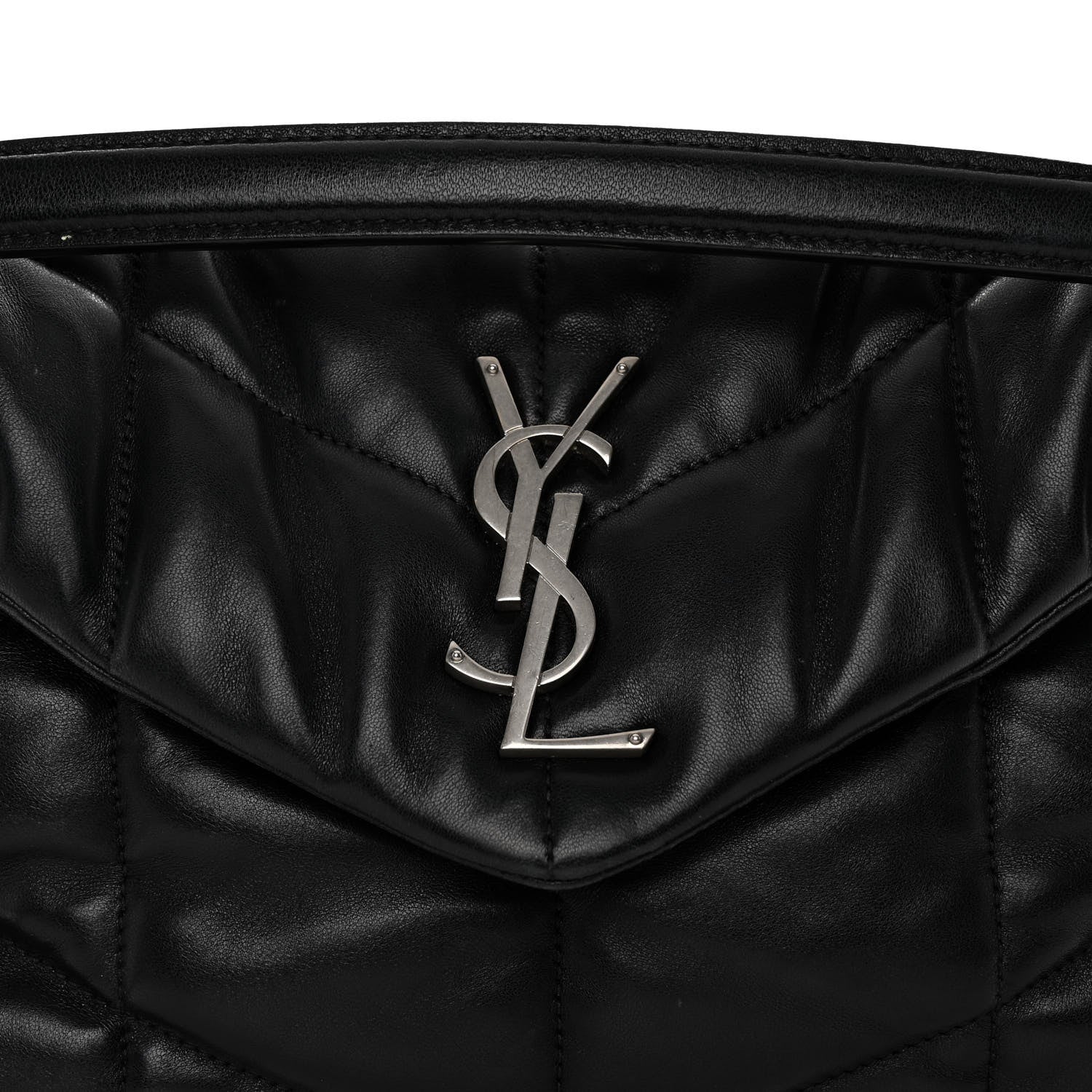 Saint Laurent Lambskin Quilted Small Loulou Puffer Monogram Chain Satchel Black 7 of 9
