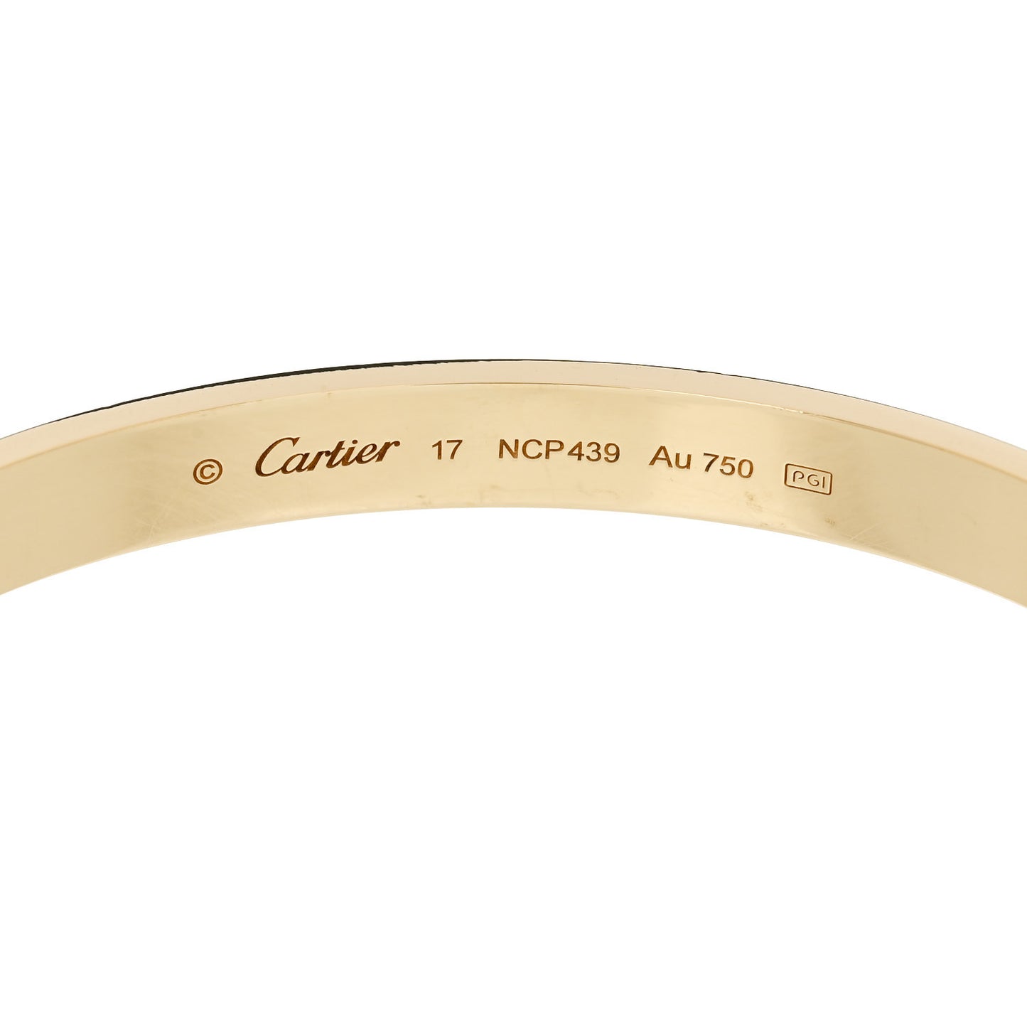 18K Yellow Gold LOVE Cuff Bracelet 17