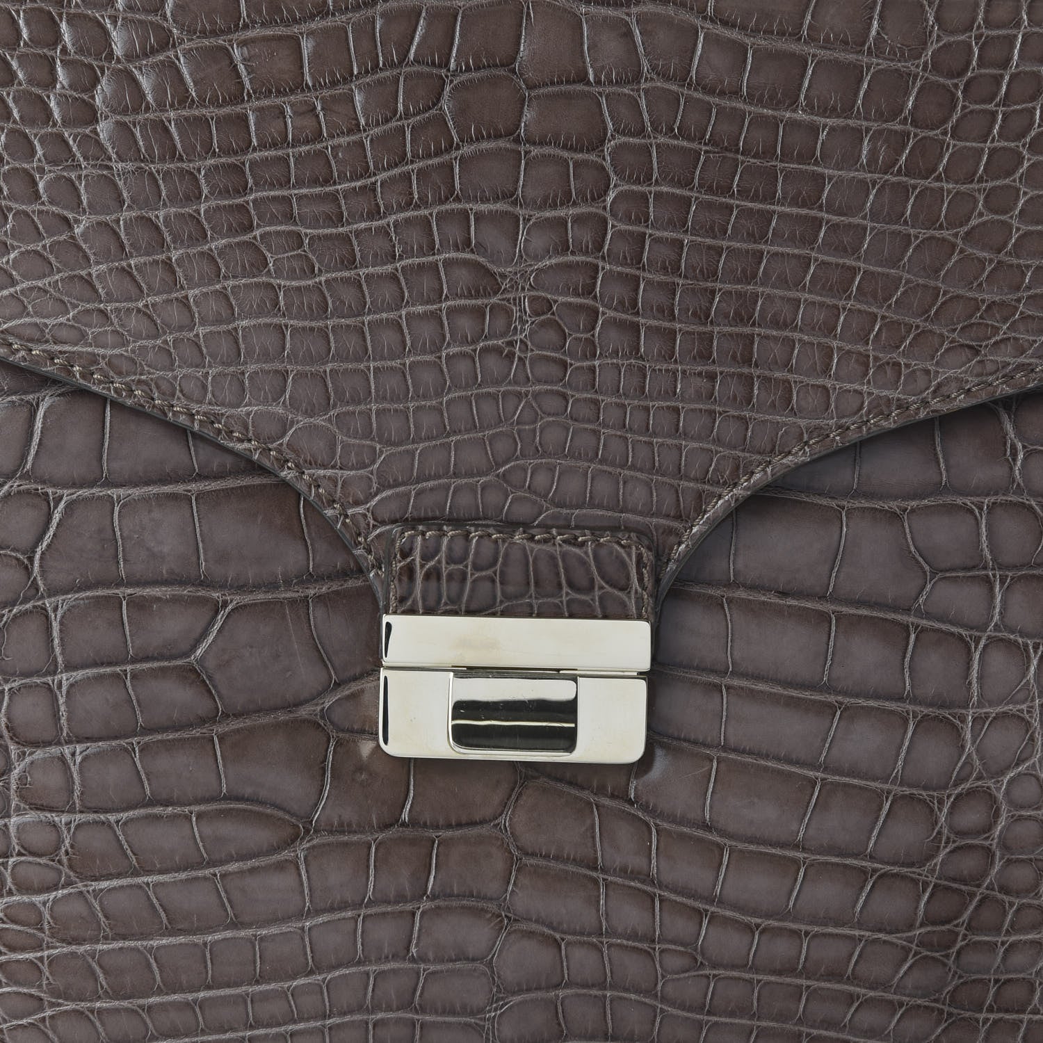 Valentino Garavani Crocodile Triple Handle Satchel Brown 8 of 9