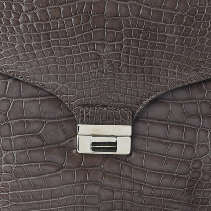 Valentino Garavani Crocodile Triple Handle Satchel Brown 8 of 9