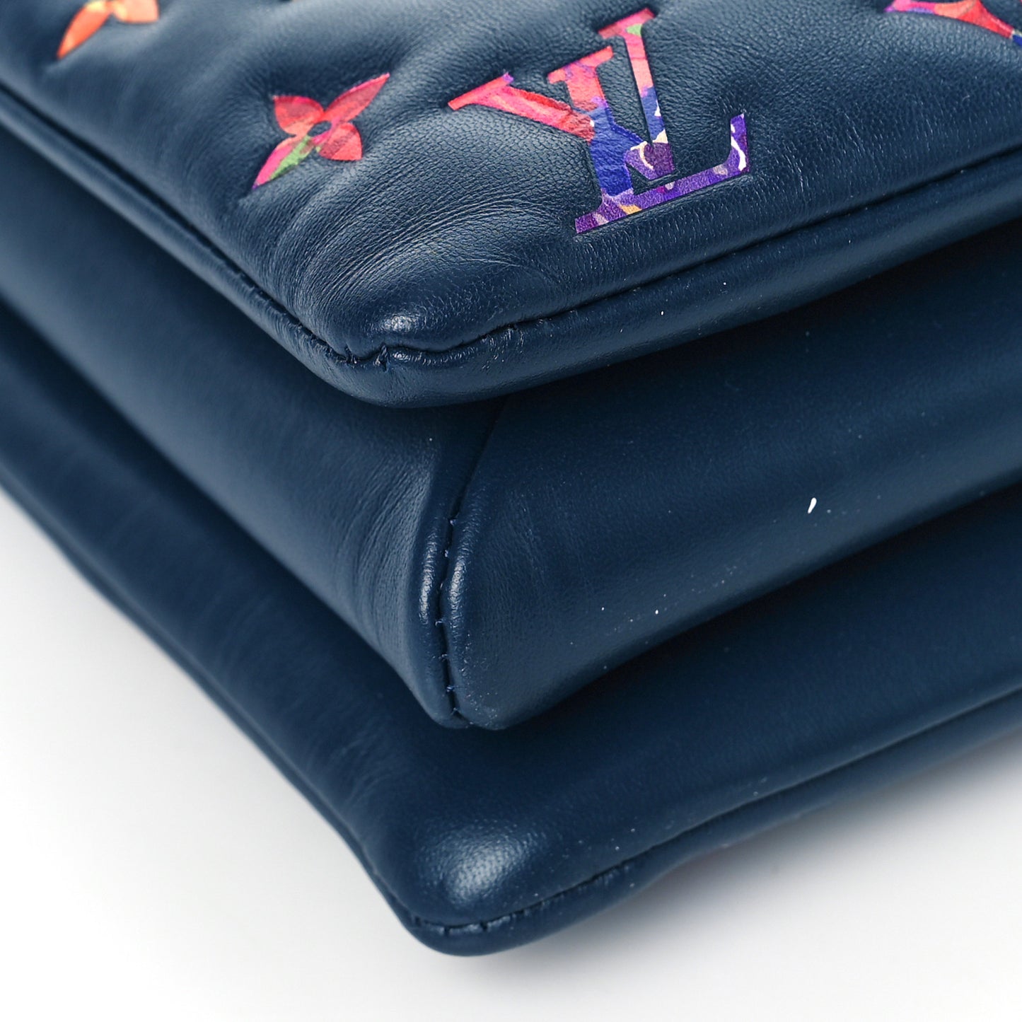 Lambskin Embossed Monogram LV Garden Coussin MM Navy Blue