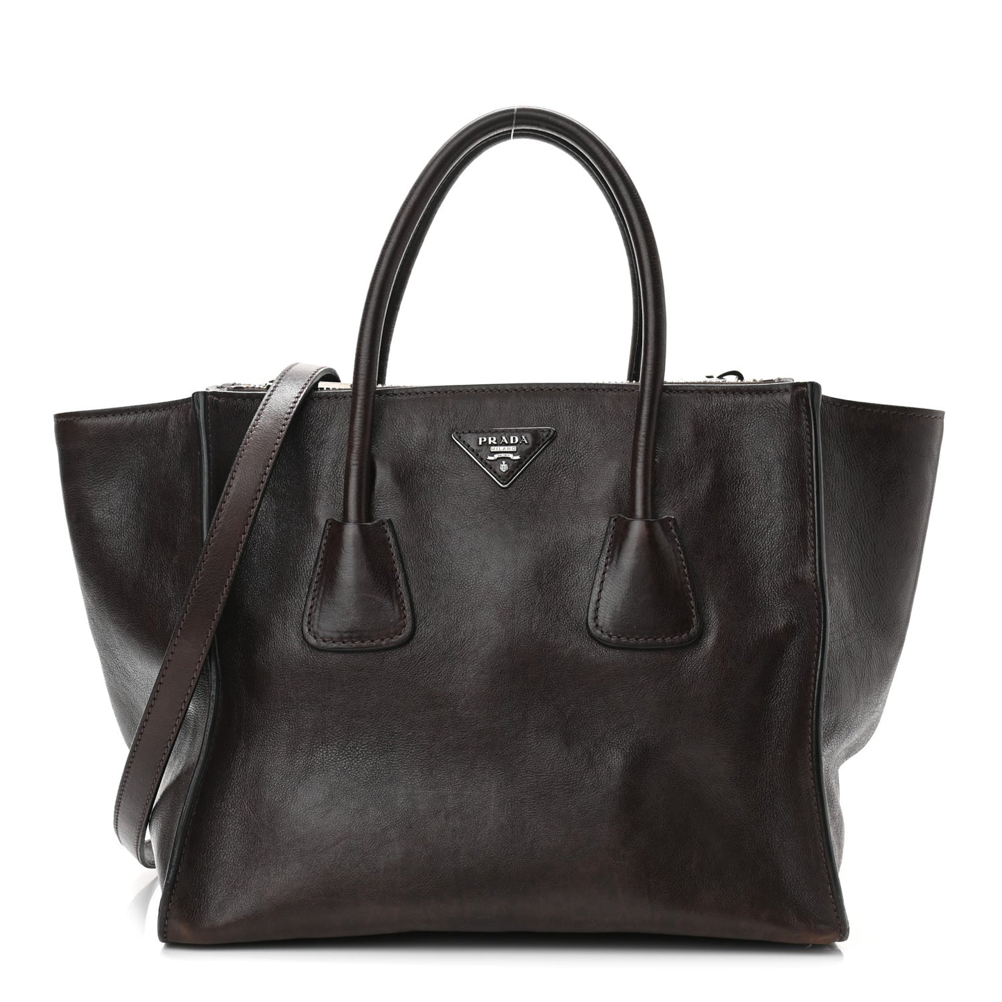 Glace Calfskin Twin Pocket Tote Moro