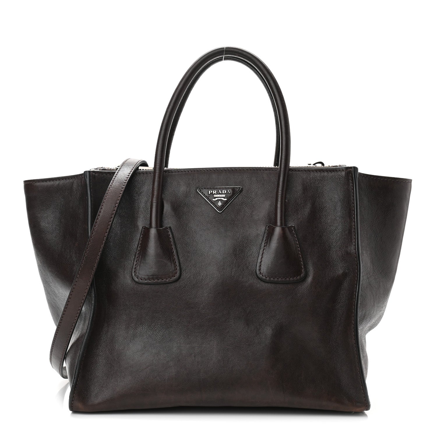 Prada Glace Calfskin Twin Pocket Tote Moro 1 of 12