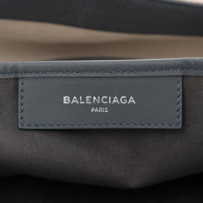 Balenciaga Cotton Canvas Calfskin M Navy Cabas Grey 7 of 11