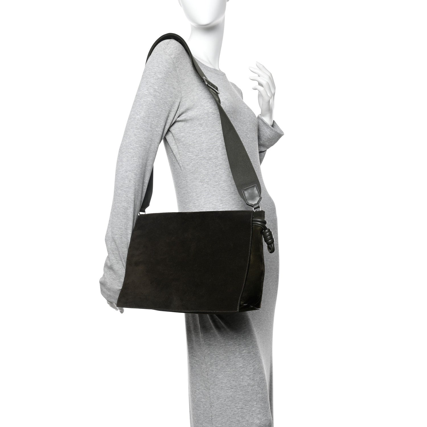 Loewe Suede Flamenco Satchel Bottle Green 2 of 15