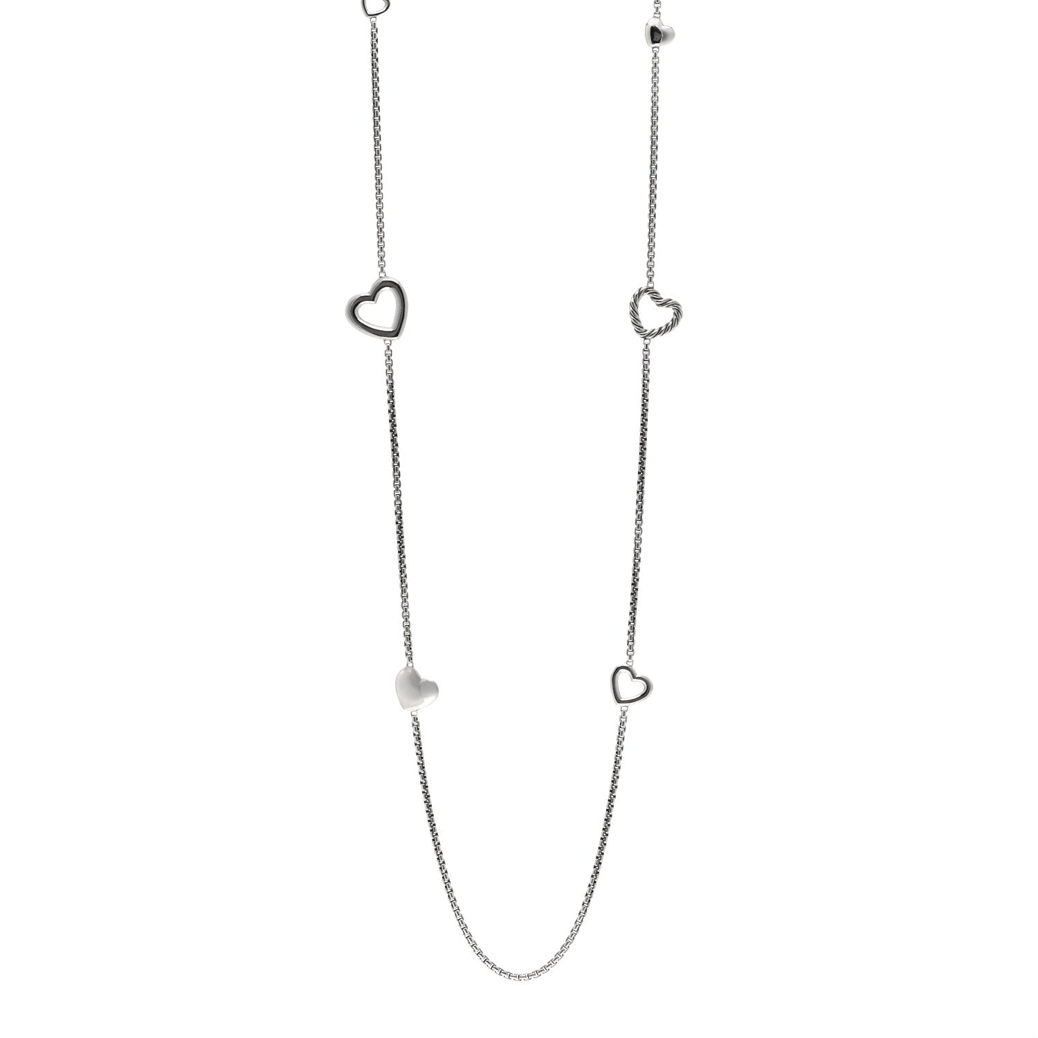 David Yurman DAVID YURMAN Sterling Silver Cable Heart Chain Necklace 1 of 4