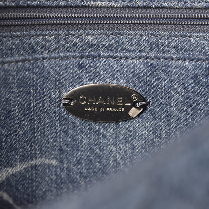 Chanel Denim Quilted CC Print Jumbo Single Flap Blue 8 of 11