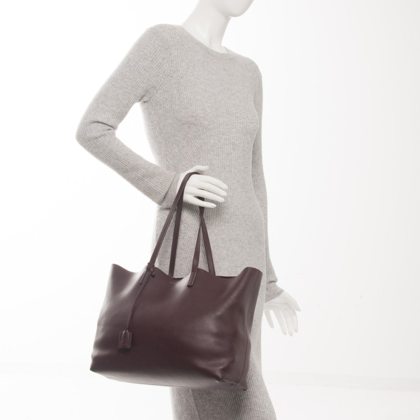Calfskin Large Shopping Tote Bordeaux