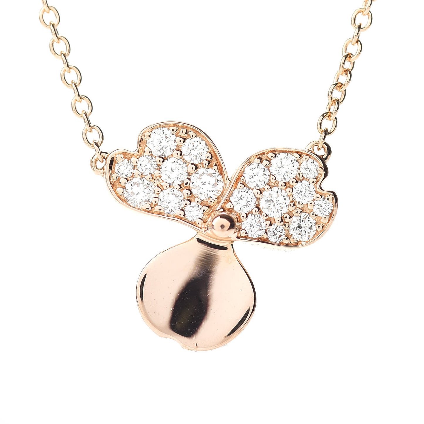18K Rose Gold Diamond Paper Flowers Pendant Necklace