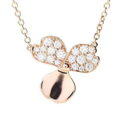 Tiffany 18K Rose Gold Diamond Paper Flowers Pendant Necklace 4 of 4