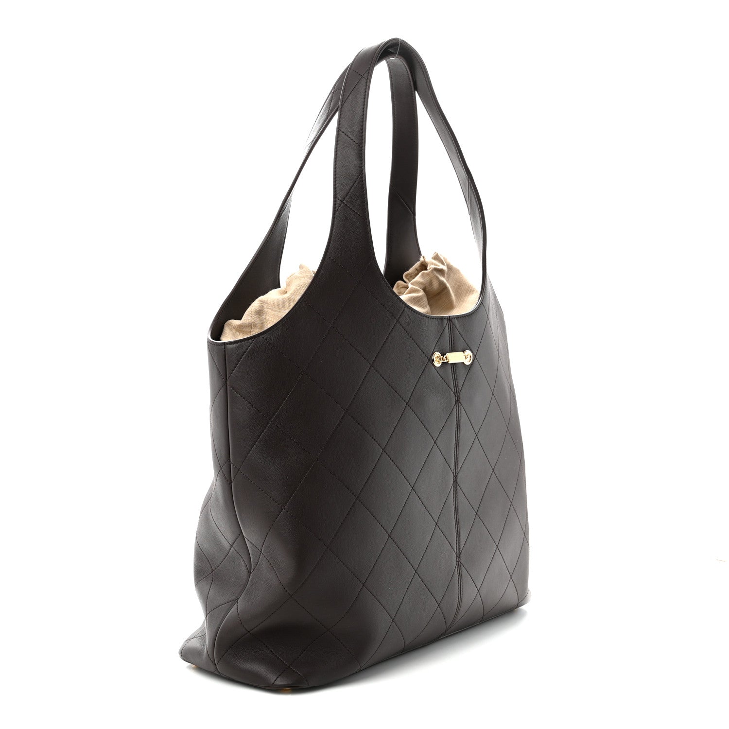 Chanel Calfskin Stitched Maxi Shopping Bag Dark Brown 3 of 11
