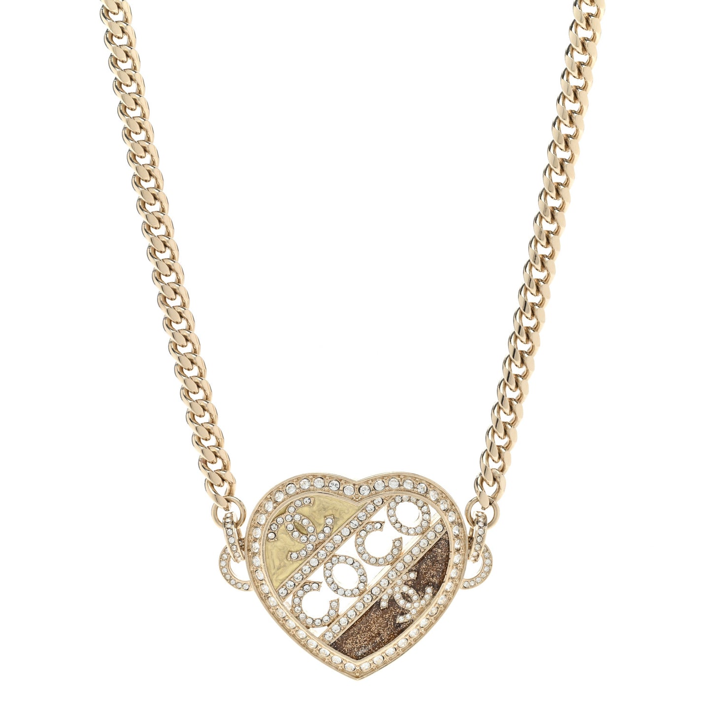 Crystal Crystal CC Coco Heart Necklace Gold