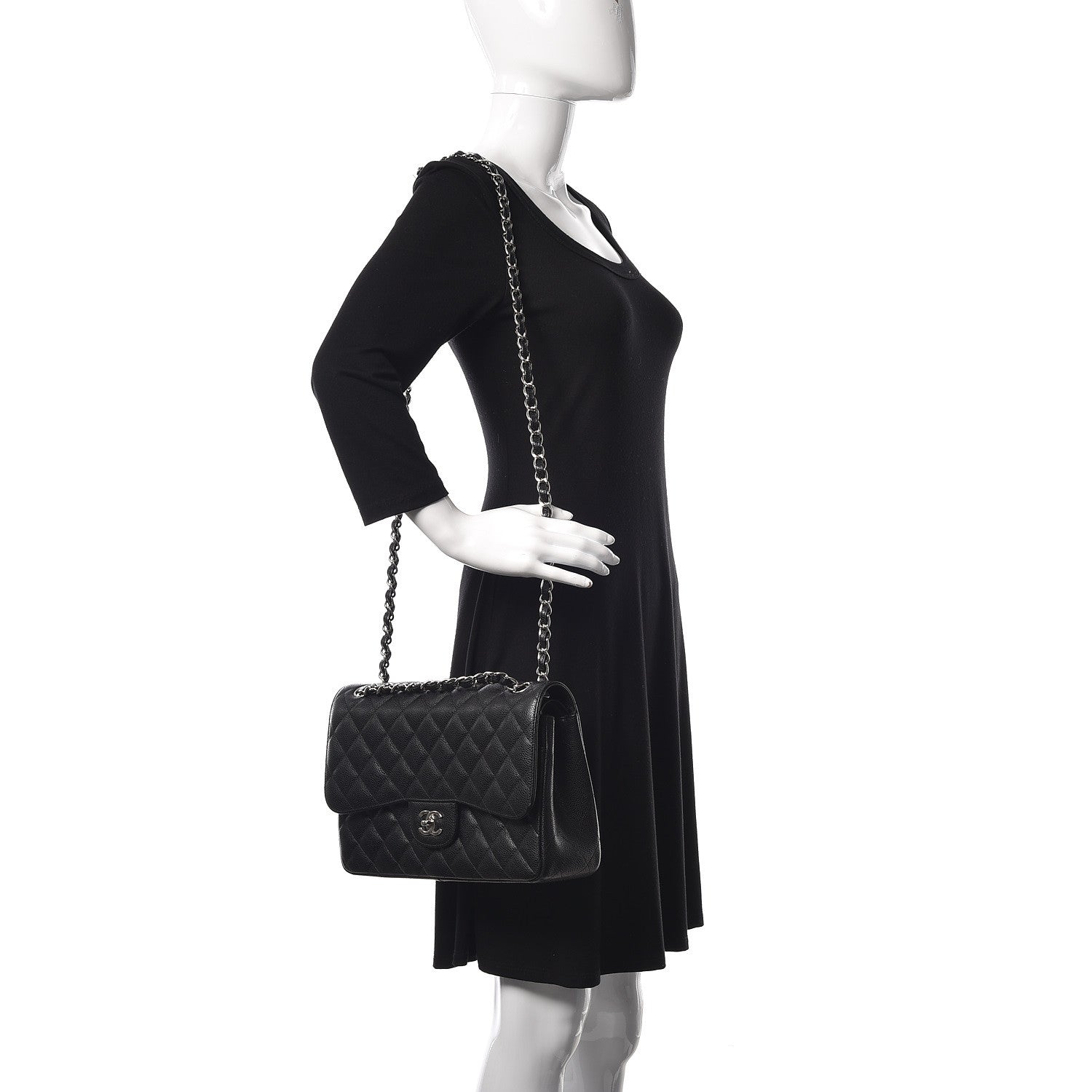 Chanel Caviar Quilted Jumbo Double Flap Black 2 of 14