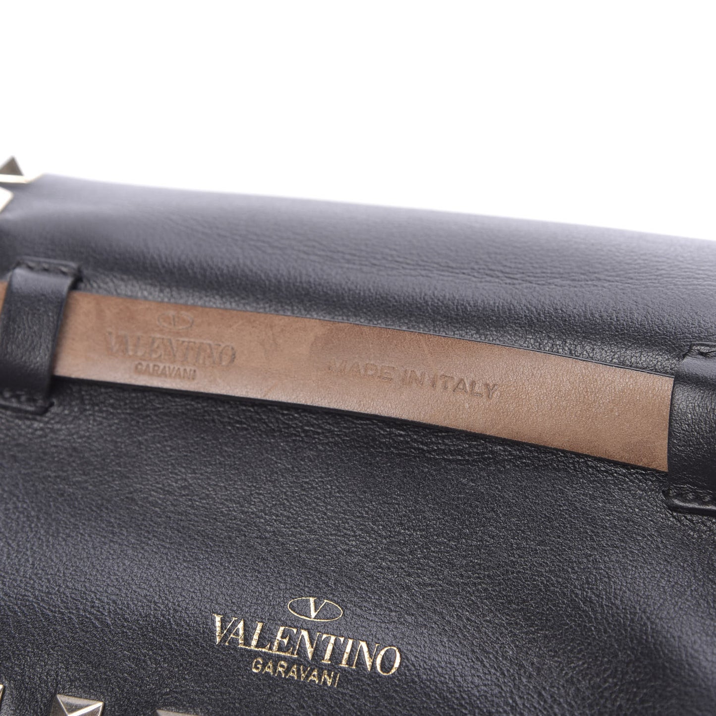 Calfskin Rockstud Belt Bag Black