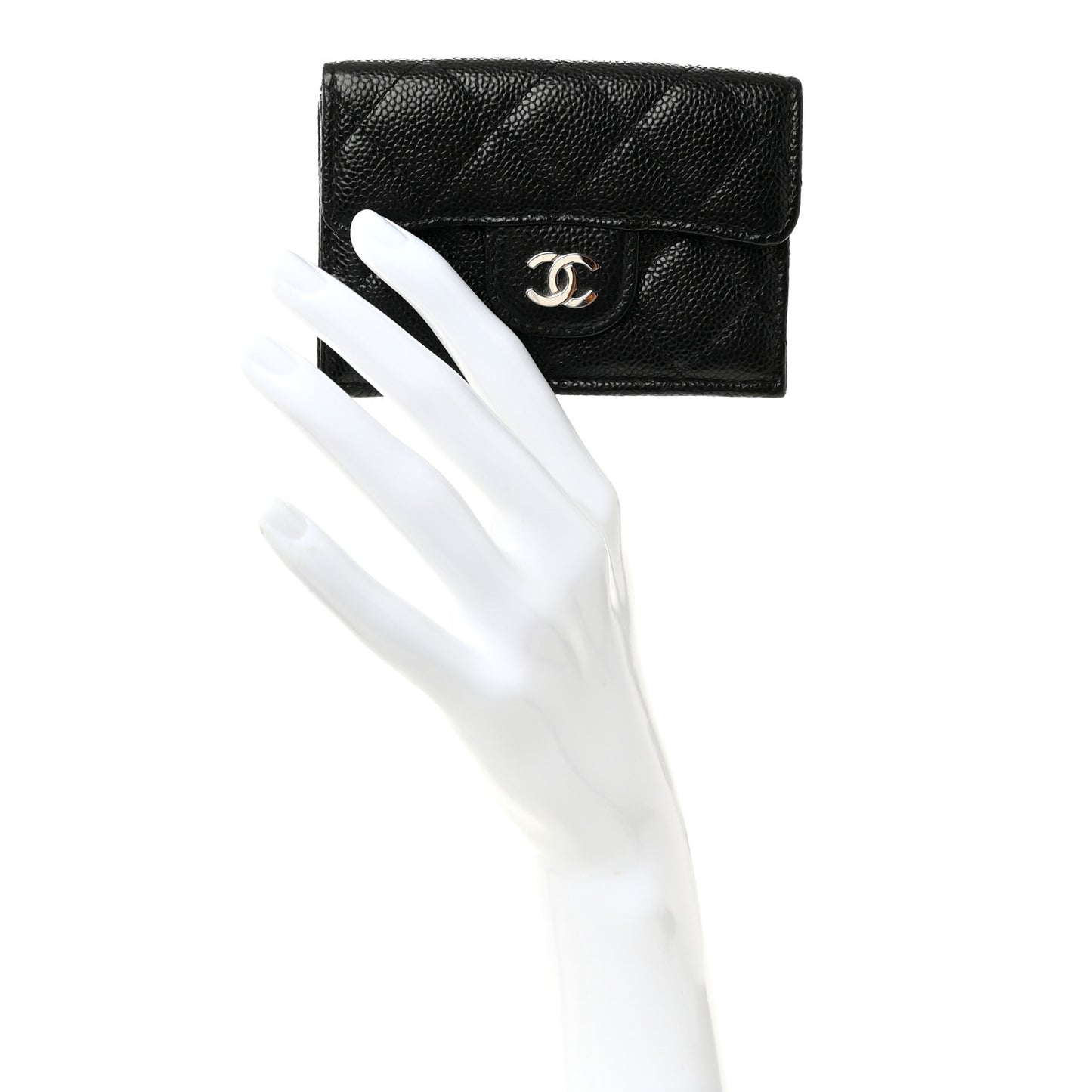 Caviar Quilted Double Flap Wallet Black