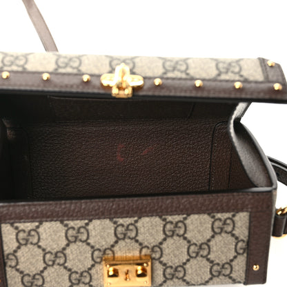 Gucci GG Supreme Monogram Textured Dollar Calfskin Mini Trunk Shoulder Bag Beige Ebony New Acero 5 of 9
