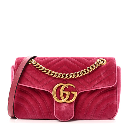 Gucci Velvet Matelasse Small GG Marmont Shoulder Bag Light Raspberry Rose 1 of 10