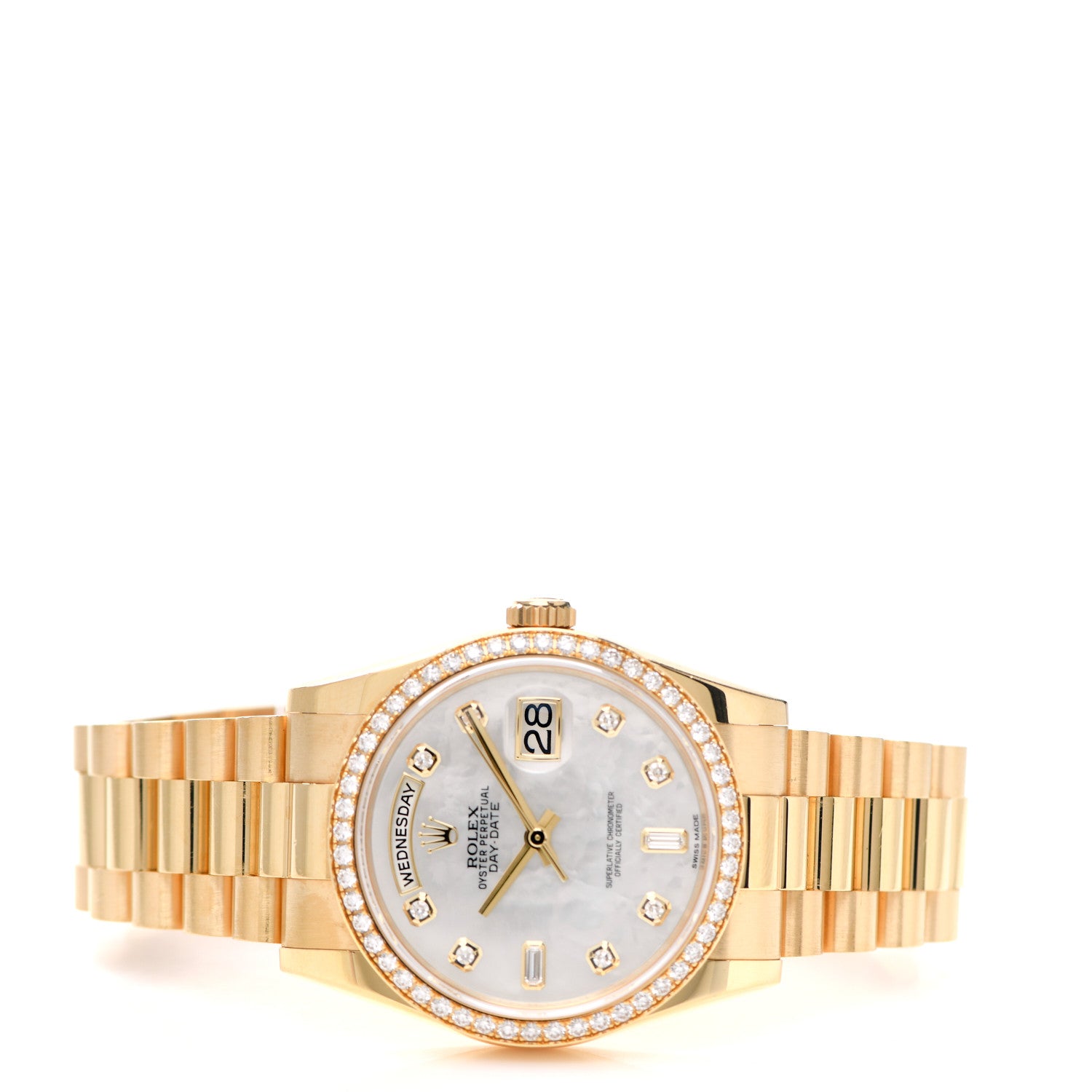 Rolex 18K Yellow Gold Diamond Mother of Pearl 36mm Oyster Perpetual Day-Date President Watch 118348 2 of 5