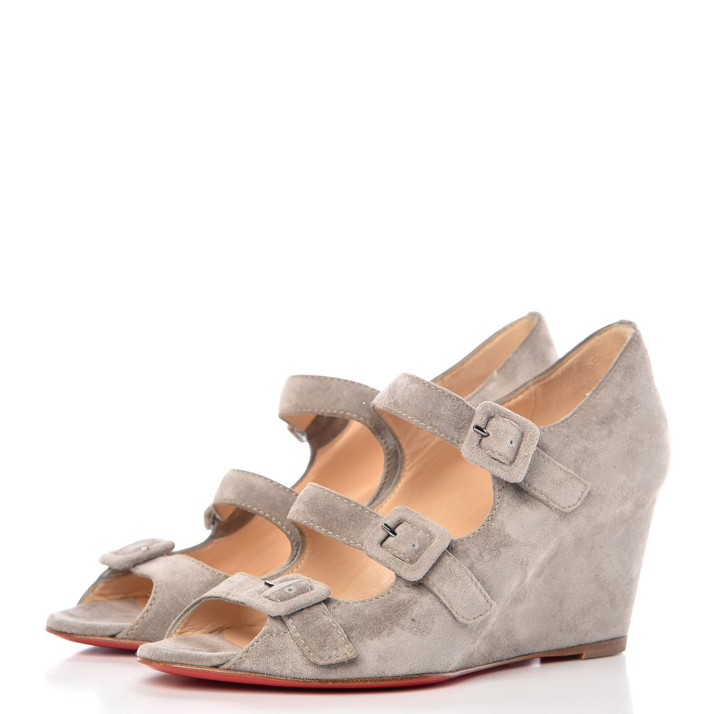Veau Velours Janice 70 Open Toe Wedges 35 Elefante