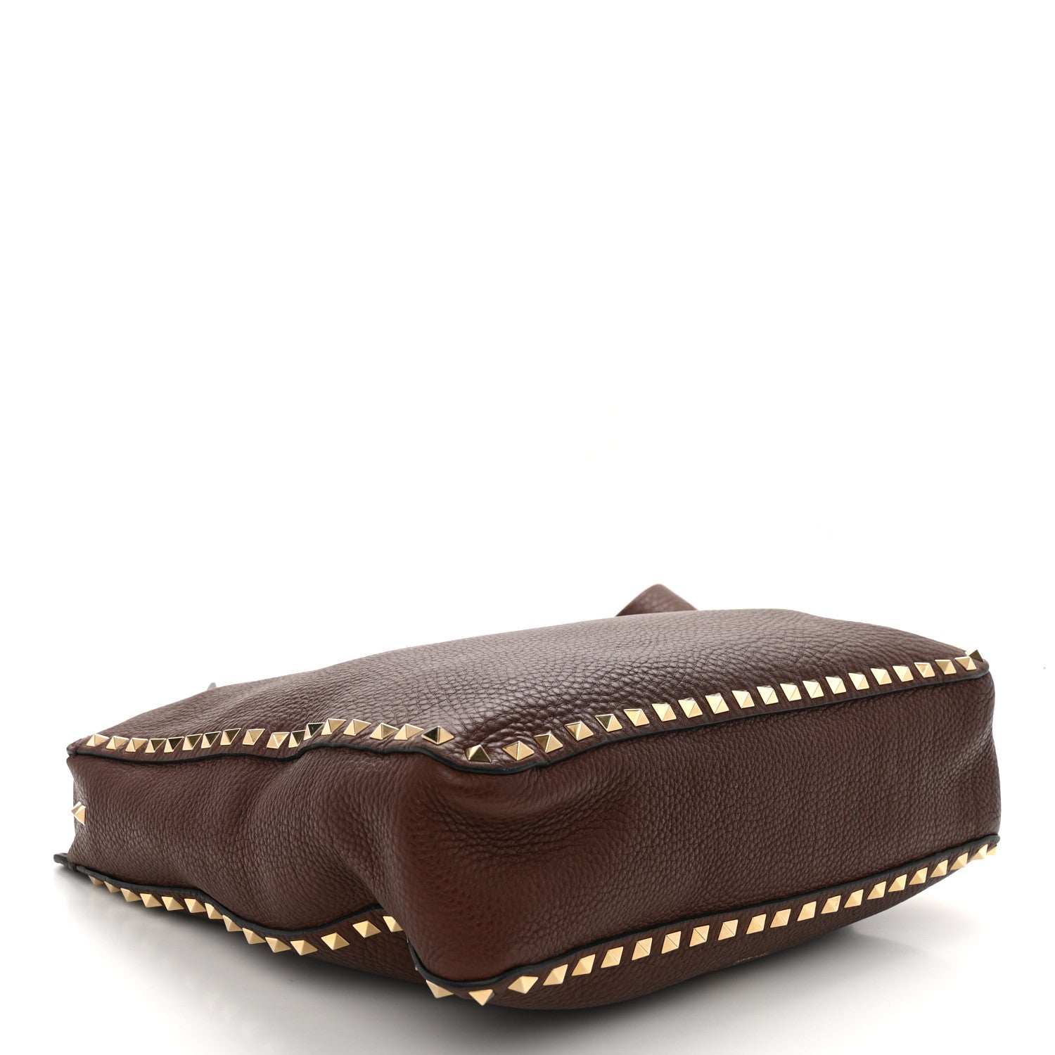 Valentino Garavani Pebbled Calfskin Large Rockstud Flip-Lock Messenger Bag Brown 4 of 12