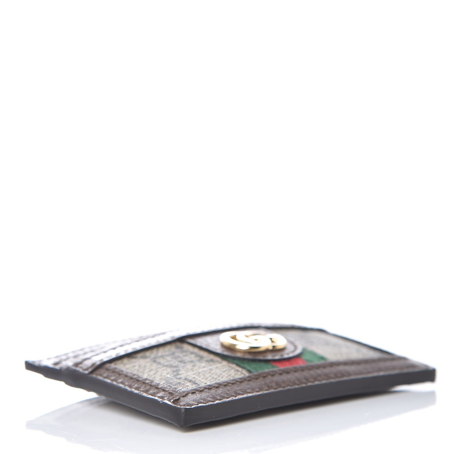 GG Supreme Monogram Ophidia Card Holder Brown