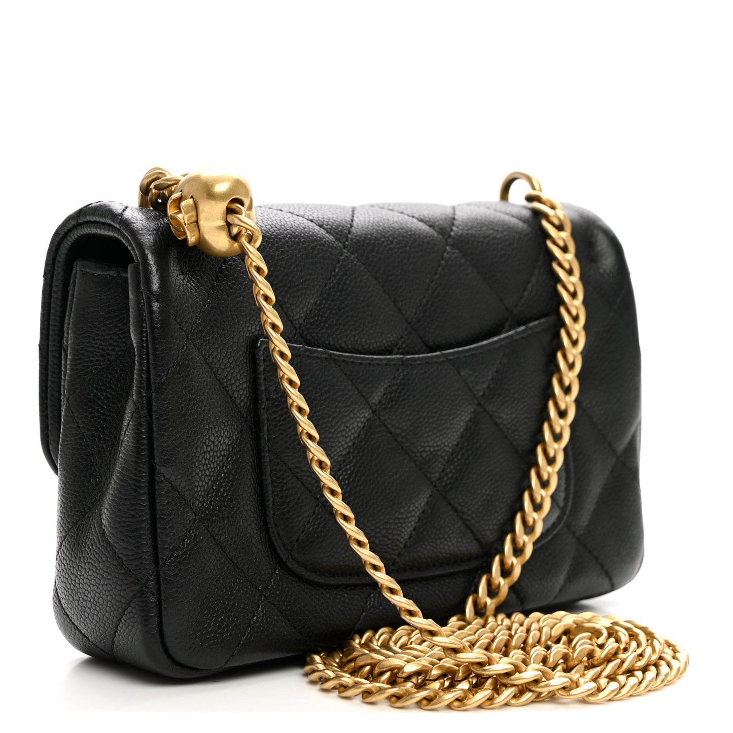 Caviar Quilted Mini Sweetheart Rectangular Flap Black