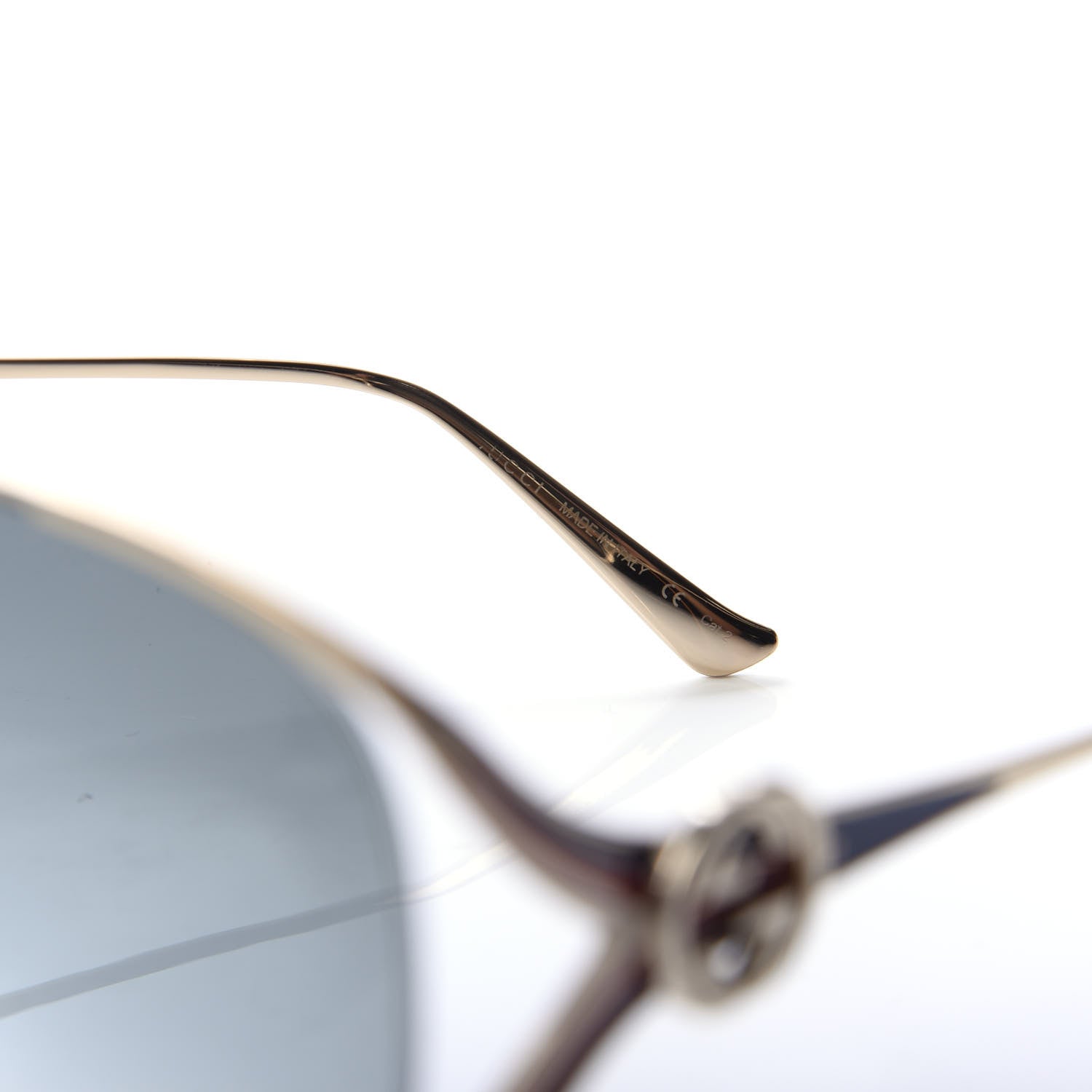 Gucci Metal Oversized Round Frame GG0225S Sunglasses Gold 5 of 7