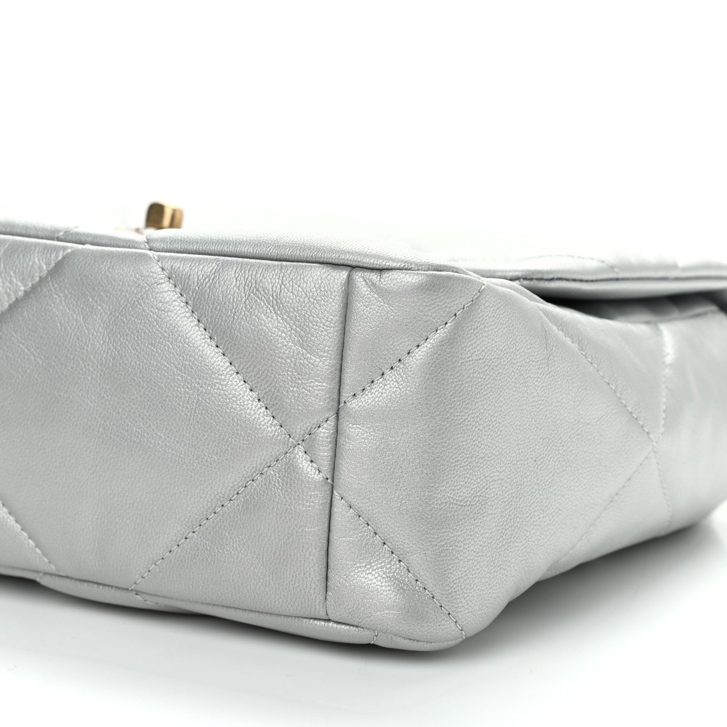 Chanel Metallic Goatskin Quilted Large Chanel 19 Flap Silver 10 of 11