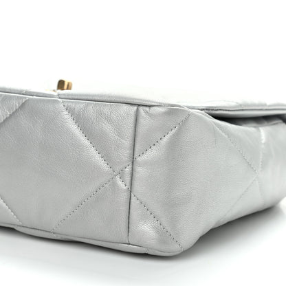 Chanel Metallic Goatskin Quilted Large Chanel 19 Flap Silver 10 of 11