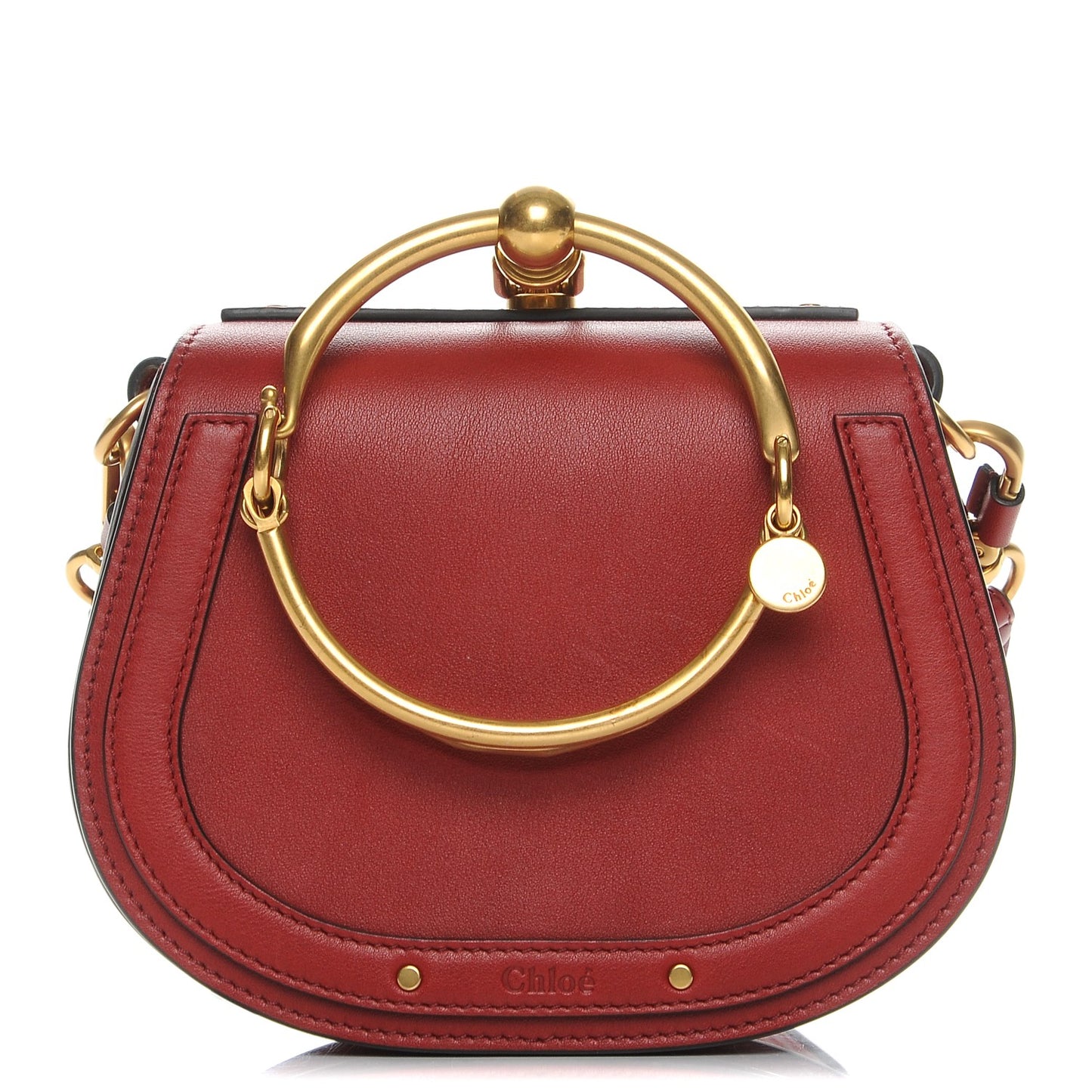 Calfskin Suede Small Nile Bracelet Bag Intense Red