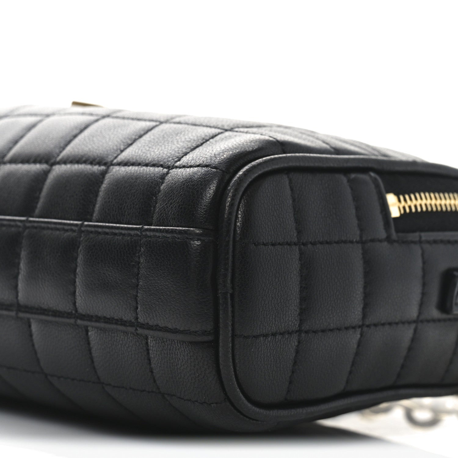 Saint Laurent Lambskin Carre Quilted Cassandre Mini Camera Bag Black 8 of 9