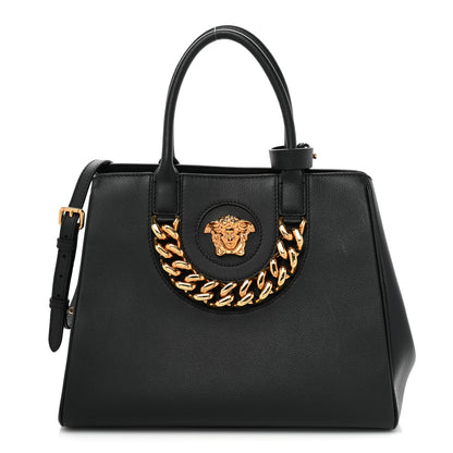 Versace Grained Calfskin Small La Medusa Tote Bag Black 1 of 16