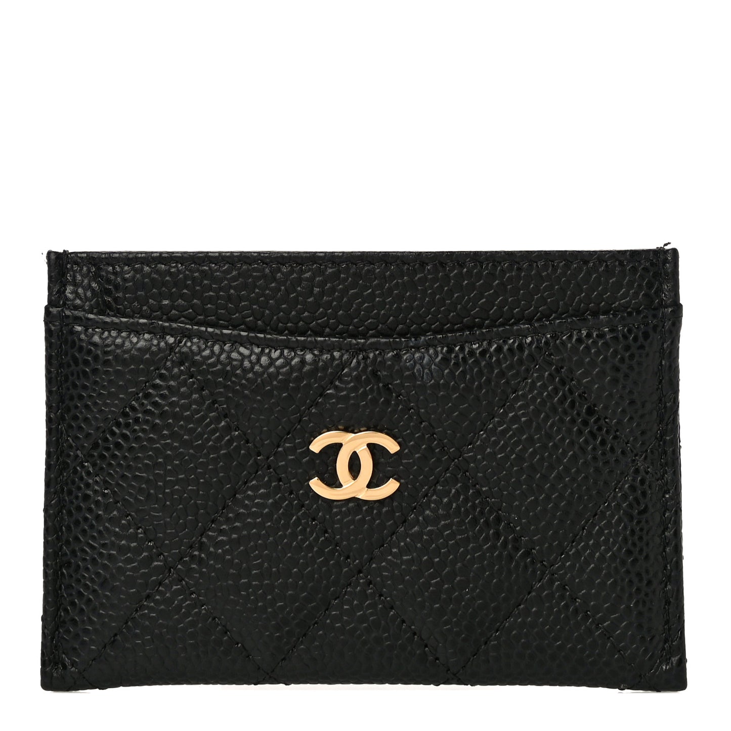 Caviar Quilted Card Holder Black