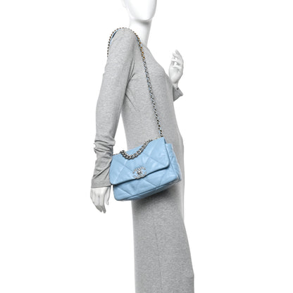 Chanel Lambskin Quilted Medium Chanel 19 Flap Light Blue 2 of 12