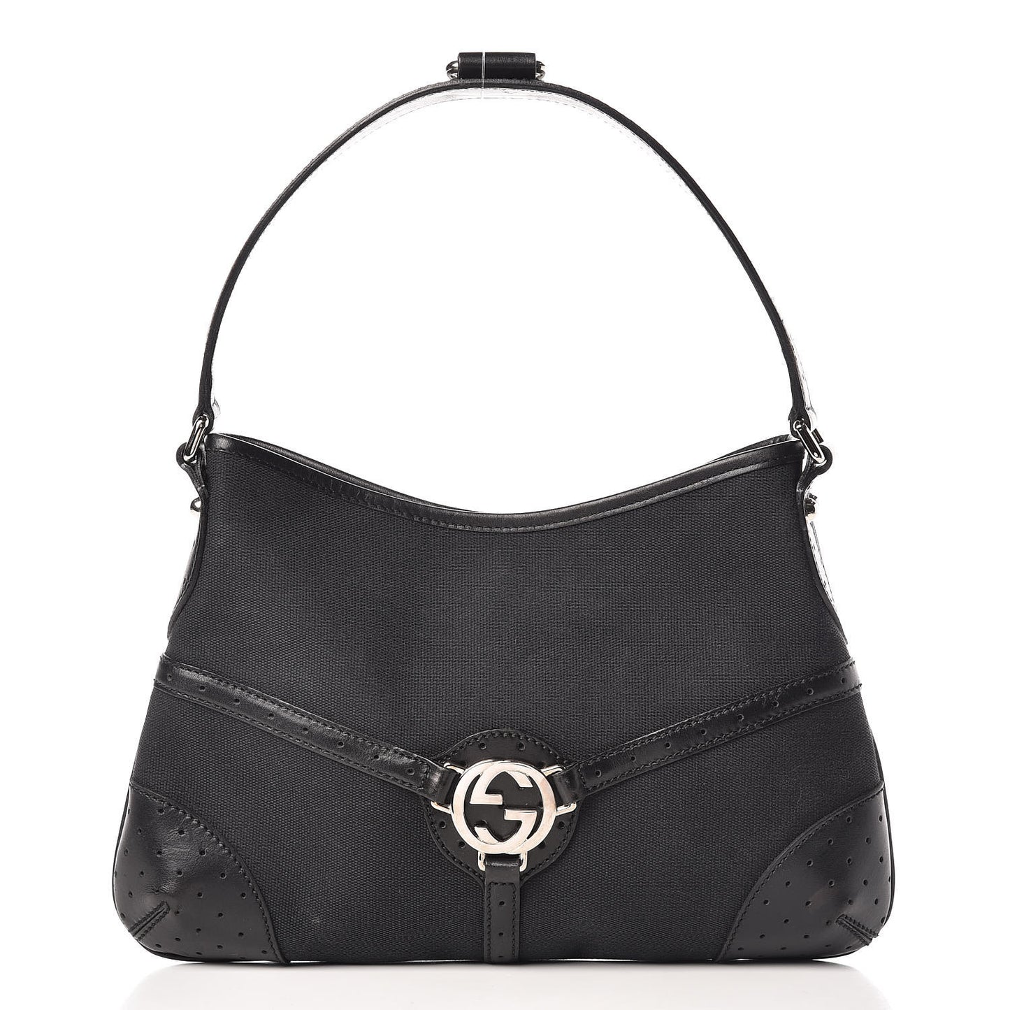 Canvas GG Reins Shoulder Bag Black