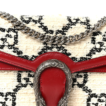 Gucci Tweed GG Monogram Small Dionysus Shoulder Bag White Black Romantic Cherry 11 of 13