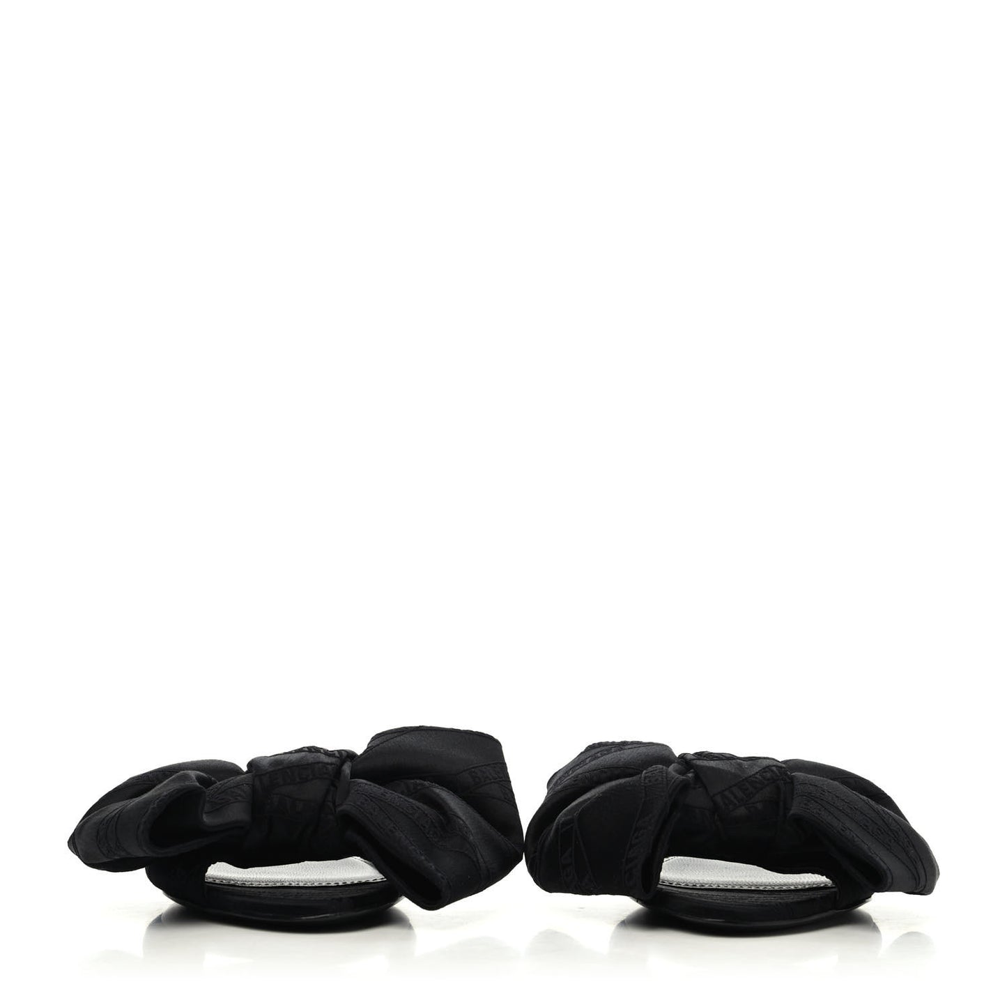 Silk BB Printed Square Knife Bow Flat Mules 37 Black